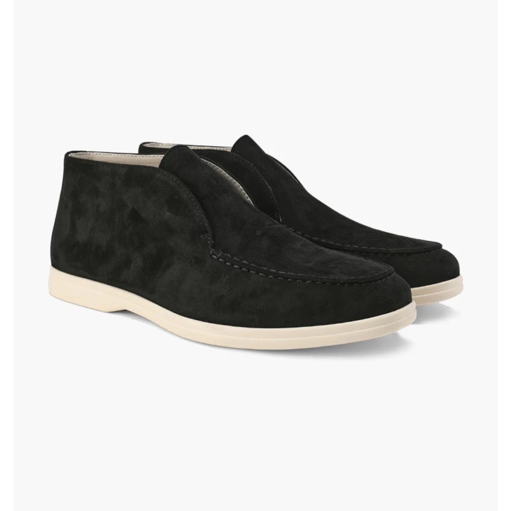 Men's Black Suede Slip-On Shoes